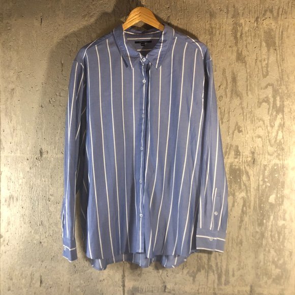 Tahari Tops - Tahari Blue with White Stripes Chambre Button-Down Blouse